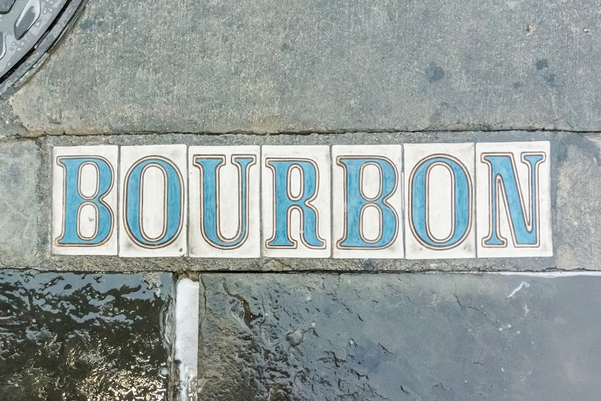 Bourbon Street in New Orleans, LA street sign on corner
